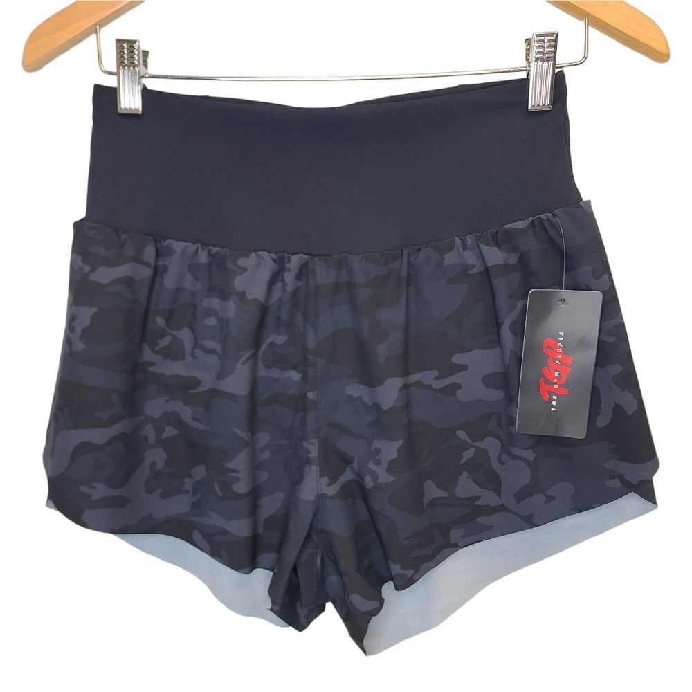 THE GYM PEOPLE Women’s Quick Dry Black Camouflage Running Shorts High Waisted S